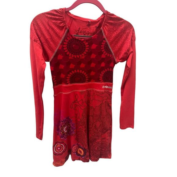 NWT Desigual Long Sleeve Red Floral Dress, Size 11/12 - Picture 5 of 9